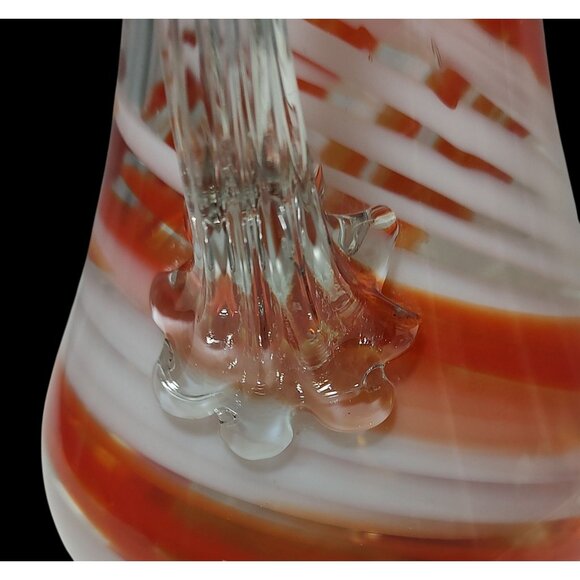 Smith's Old Timer Glass Handblown Red & White Swirl Pitcher Decorative Vase,9.5" - Picture 6 of 12